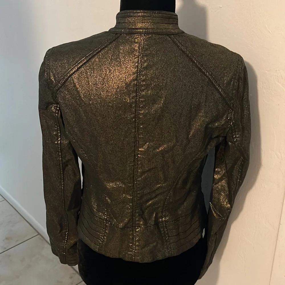 WHITE HOUSE BLACK MARKET | Coated Metallic Gold Band Jacket SOLD OUT Size 2 - Picture 9 of 9